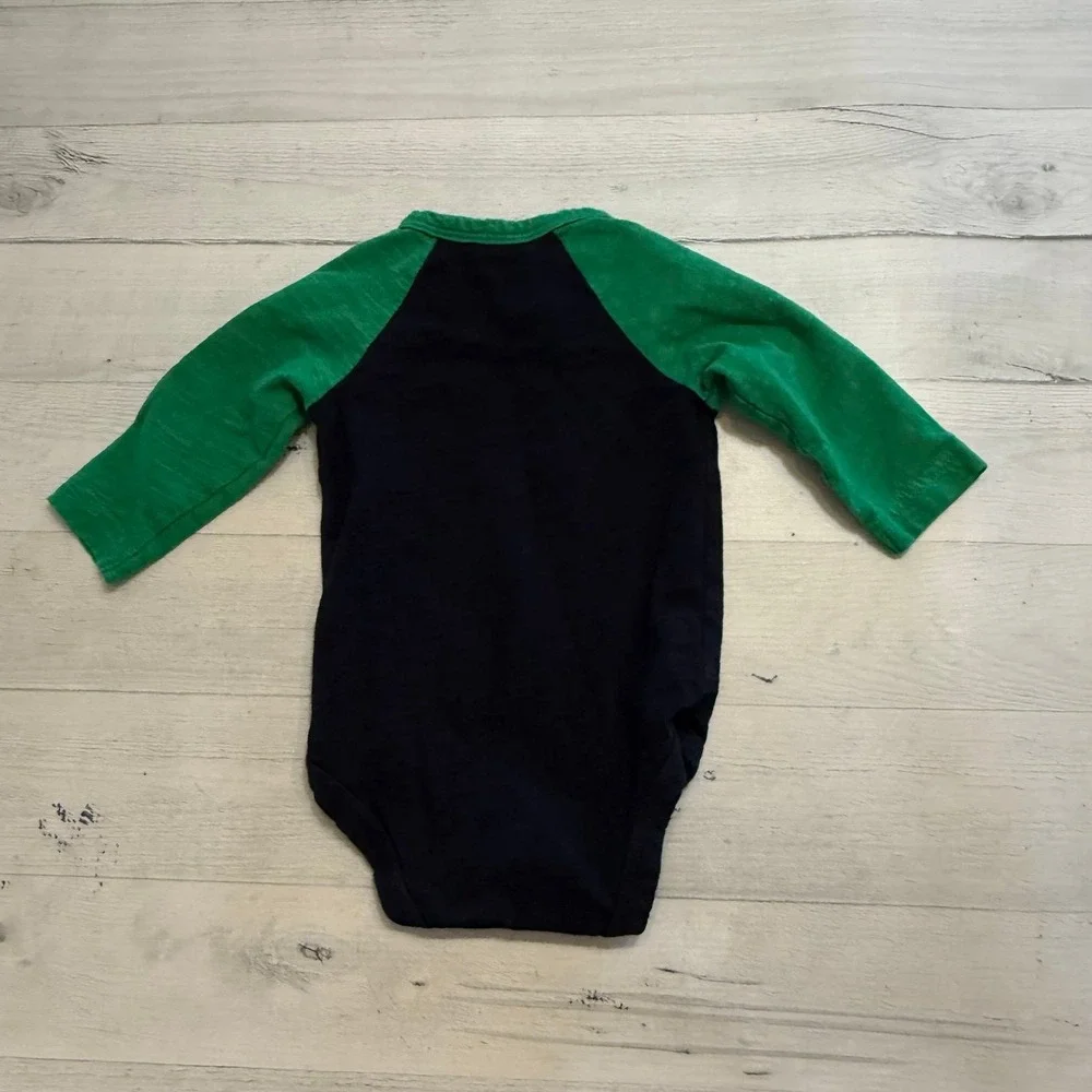 Primary baby navy‎ blue green long sleeve bodysuit 3/6 months